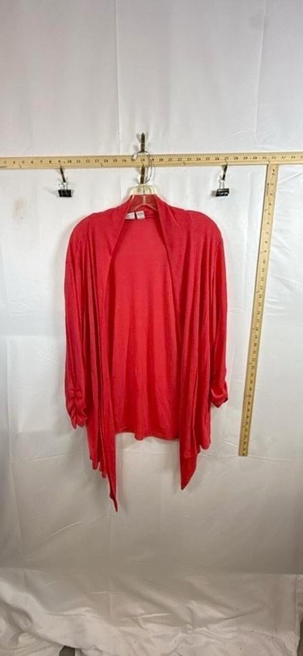 Cato Woman Womens 18/20W 2 in 1 Cardigan Top Coral Ribbed Layered Open Front
